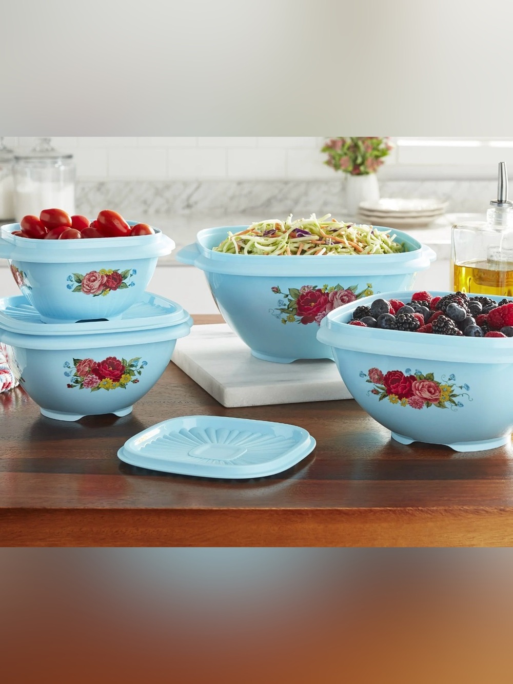 Pioneer Woman 8-Piece Sweet Romance Food Storage Bowl Set -Micro Safe